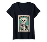 Mujer El Profesor Tarot Card Profesor de matemáticas Inglés Divertido Profesor Camiseta Cuello V