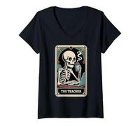 Mujer El Profesor Tarot Card Profesor de matemáticas Inglés Divertido Profesor Camiseta Cuello V