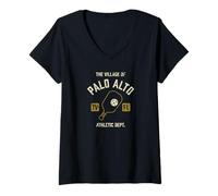 Mujer El pueblo de Palo Alto Pickleball Diseño envejecido Camiseta Cuello V
