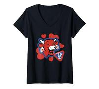 Mujer El Queso de Vaca Que ríe Amor Corazones Día de San Valentín Camiseta Cuello V