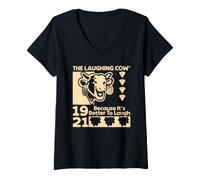 Mujer El Queso de Vaca Que ríe es Mejor reír Retro Camiseta Cuello V