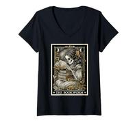 Mujer El ratón de Biblioteca Lector de Libros Lectura Tarot Tarjeta Luna Bruja Camiseta Cuello V