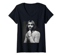 Mujer El Retrato de los Bee Gees Maurice Gibb 1970 Camiseta Cuello V