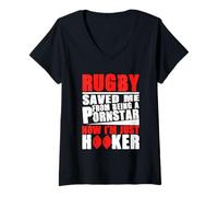 Mujer El Rugby me salvó Ahora Soy Solo una prostituta, Divertido Jugador de Rugby Camiseta Cuello V