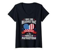 Mujer El sacrificio es el pináculo del patriotismo Camiseta Cuello V