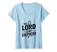 Mujer El Señor Es Mi Pastor Fe Inspiradora Camiseta Cuello V