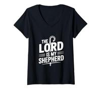 Mujer El Señor Es Mi Pastor Fe Inspiradora Camiseta Cuello V