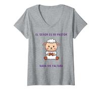 Mujer El Señor es mi Pastor, Nada me faltará. Camiseta Cuello V