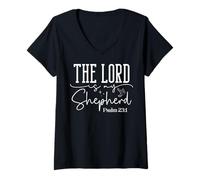Mujer El Señor es mi Pastor Salmo 23:1 Mensaje Espiritual Camiseta Cuello V