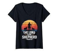 Mujer El Señor Es Mi Pastor Salmo 23:1 Versículo de la Biblia Camiseta Cuello V