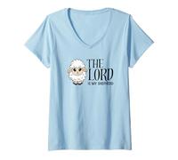Mujer El Señor es mi Pastor Salmo 23 Cordero de Oveja Camiseta Cuello V