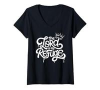 Mujer El Señor Es Mi Refugio - Vintage Graffiti Christian Faith Camiseta Cuello V