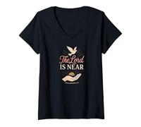 Mujer El Señor está cerca de Filipenses 4:5 Cristiano Camiseta Cuello V