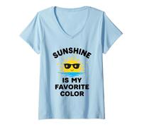 Mujer El Sol es mi Color Favorito para Las Vacaciones de Verano al Estilo Kawaii Camiseta Cuello V