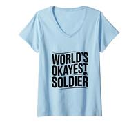 Mujer El Soldado más Bueno del Mundo Humor Militar Divertido Camiseta Cuello V