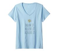 Mujer EL SUEÑO MOTIVACIONAL DE LAS MUJERES CREEN LOGRAR LAS DAMAS POSITIVAS Camiseta Cuello V