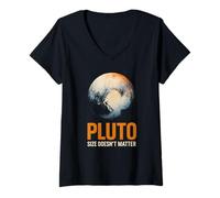 Mujer El tamaño de Plutón no importa Astronomía Hombres geniales Camiseta Cuello V