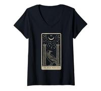 Mujer El Tarot de la Alta Sacerdotisa - Sabiduría e Intuición del Cuervo V4 Camiseta Cuello V