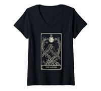 Mujer El Tarot de los Amantes - Arte Romance Celestial Raven V2 Camiseta Cuello V