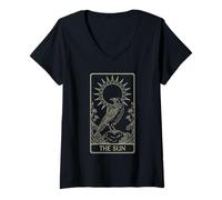 Mujer El Tarot del Sol - Radiant Raven Celestial Design V3 Camiseta Cuello V