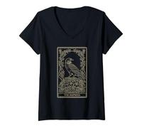 Mujer El Tarot Emperatriz - Abundancia de Cuervos y Naturaleza V2 Camiseta Cuello V