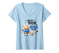 Mujer El té de Burbujas Cute Dad Bubble Tea Best Pop in The Boba Shop Camiseta Cuello V