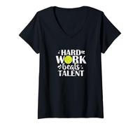 Mujer EL Trabajo Duro supera a Talento Motivación Camiseta Cuello V
