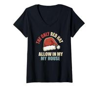 Mujer El único Sombrero Rojo Permitido Retro Santa Anti Trump Navidad Camiseta Cuello V