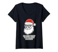 Mujer Él ve lo Que has Estado Leyendo Amante de los Libros Funny Santa Camiseta Cuello V