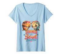 Mujer El Verano es Donde mi Alma Respira Amantes del Surf Tropical Beach Camiseta Cuello V