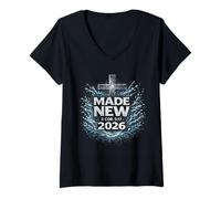 Mujer El versículo bíblico del Bautismo Cristiano Hizo un Nuevo Ministerio de la Iglesia 2026 Camiseta Cuello V