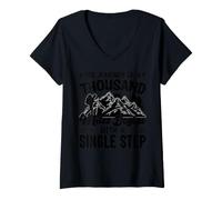 Mujer El Viaje de mil Millas Comienza con un Solo Paso Camiseta Cuello V