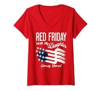 Mujer El Viernes llevamos el Viernes Rojo para mi Hija Regalo de despliegue Camiseta Cuello V