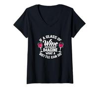 Mujer El Vino es Bueno para ti Camiseta Cuello V