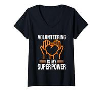 Mujer El voluntariado es mi Superpoder Divertido Trabajo voluntario sin Fines de lucro Camiseta Cuello V