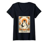 Mujer El Vuelo Nunca fue una opción pingüino con Carta de Tarot Cuchillo Camiseta Cuello V