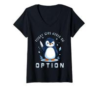Mujer El Vuelo Nunca fue una opción Pingüino Divertido con Cuchillo Camiseta Cuello V
