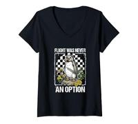 Mujer El Vuelo Nunca fue una opción Pingüino sosteniendo un Cuchillo Meme Camiseta Cuello V