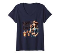 Mujer El whisky mata el aburrimiento del vaquero Camiseta Cuello V