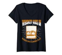 Mujer El Whisky va en la sabiduría Viene Camiseta Cuello V