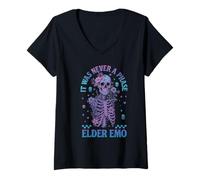 Mujer Elder Emo Club Skeleton Nunca Fue Una Fase Camiseta Cuello V