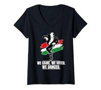 Mujer Elecciones húngaras 2026 Tisza Victory Dancing Politician Camiseta Cuello V