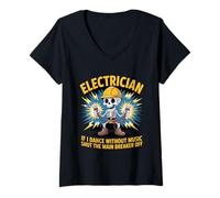 Mujer Electricista Papá Nothing Shocks Me Divertido Diseño Eléctrico Camiseta Cuello V
