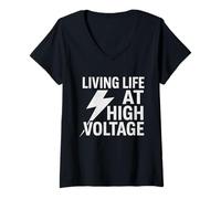 Mujer Electricista Que Vive la Vida en el Rayo de Alto Voltaje Camiseta Cuello V