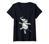 Mujer Elefante Bailando Divertido África Vida Silvestre Fan Zoo Animal Lover Camiseta Cuello V