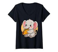 Mujer Elefante Comiendo Tacos Elefante Mexicano Kawaii Anime Camiseta Cuello V