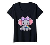 Mujer Elefante con Lazo para el Pelo concienciación sobre el Autismo Puzzle OW Camiseta Cuello V