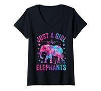 Mujer Elefante de Acuarela Solo una Chica Que ama a los Elefantes Camiseta Cuello V