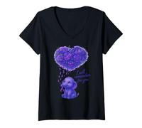Mujer Elefante I Will Remember For You Alzheimer Awareness Púrpura Camiseta Cuello V