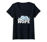 Mujer Elefante Perezosa Nope Not Today Vago Pereza Wildlife Safari Camiseta Cuello V
